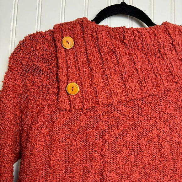 Anthropologie Moth orange/red cowl neck sweater button detail oversize XS M5 - Picture 7 of 9